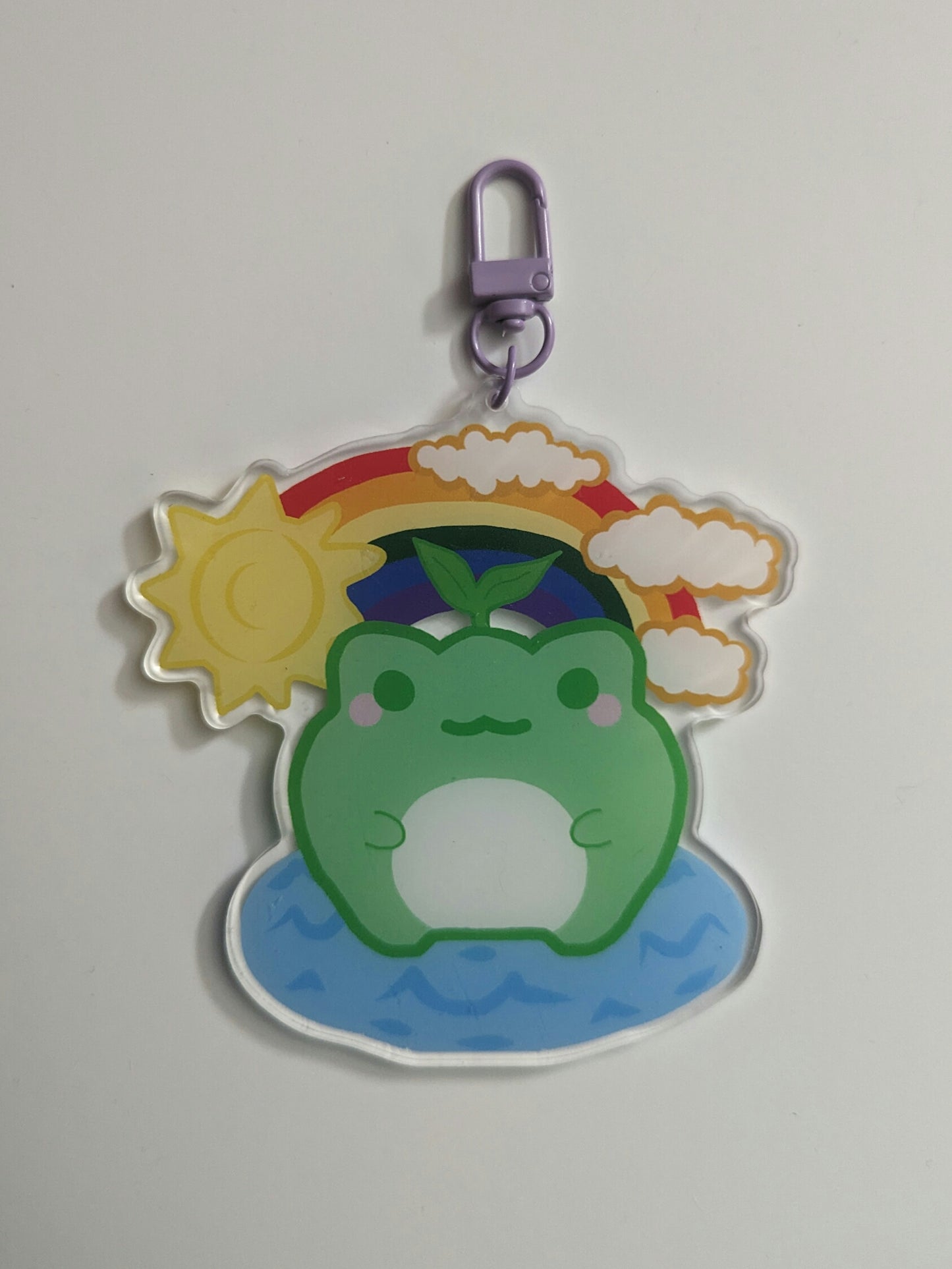 Froggy Leaf Rainbow Acrylic Charm