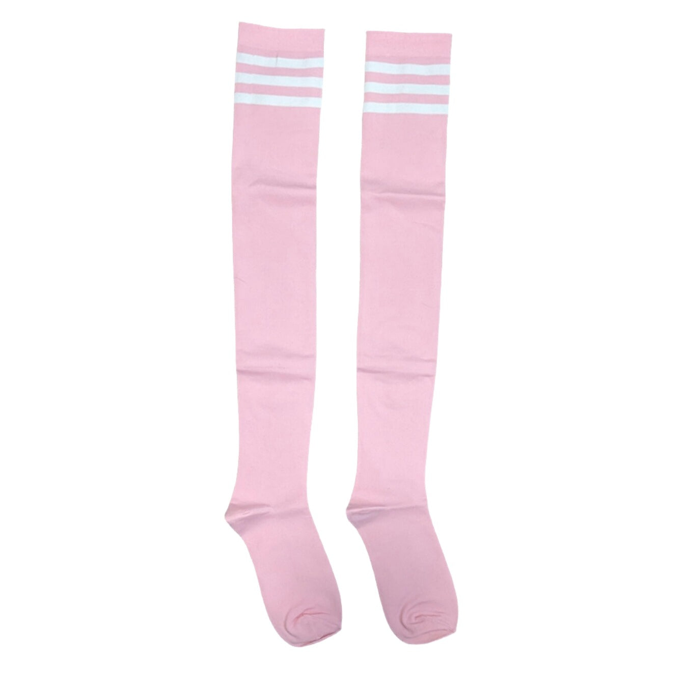 Pink and white thigh high socks best sale