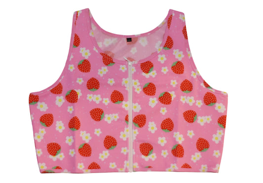 Strawberry Zippered Crop Top Binder
