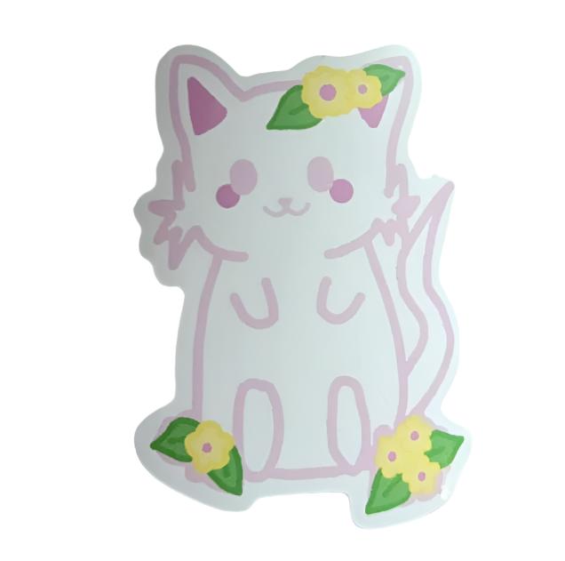 3" Cat Flower Sticker