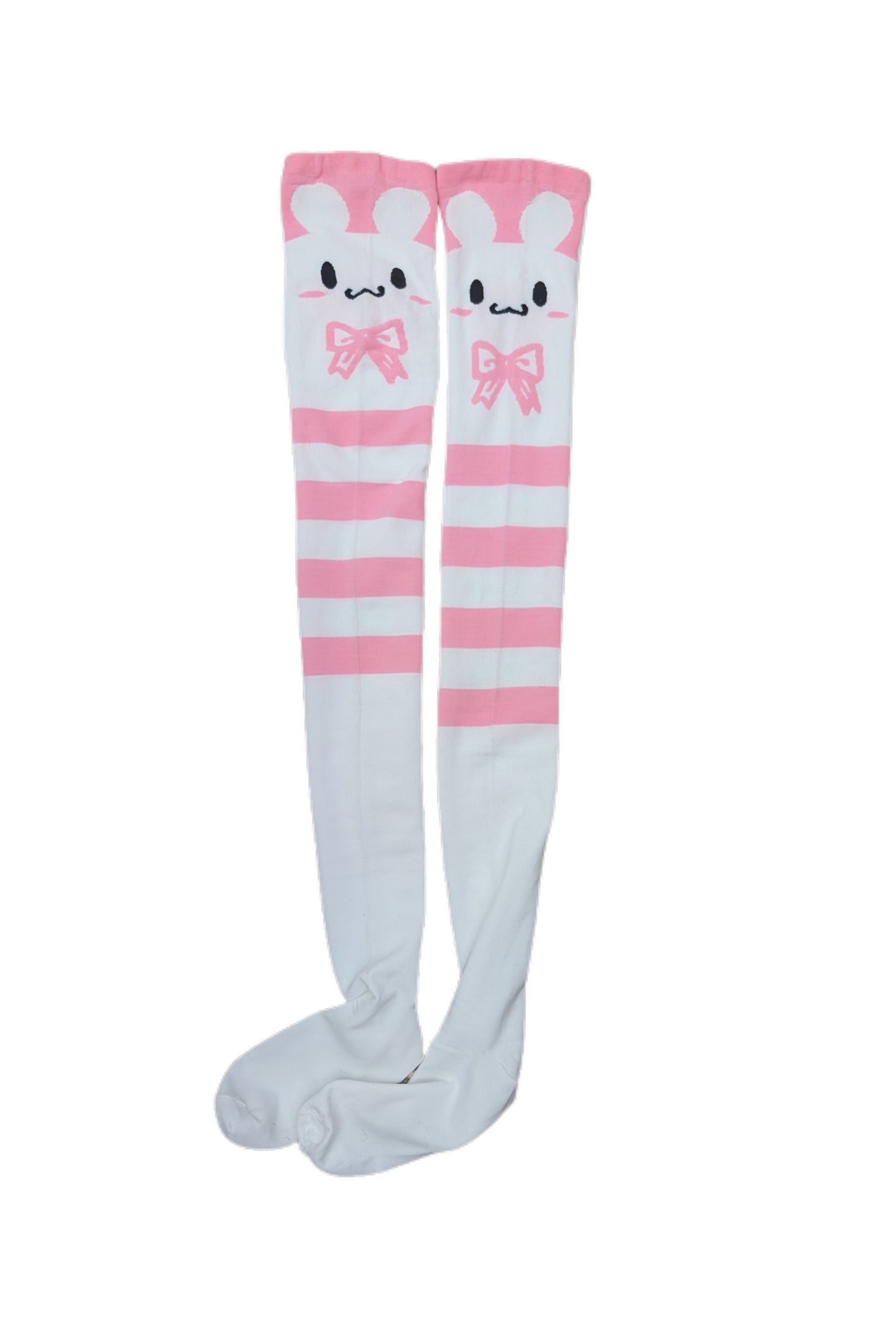 Bunny Striped Thigh High Compression Socks