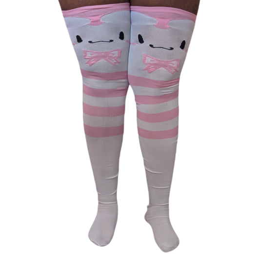 Bunny Striped Thigh High Compression Socks