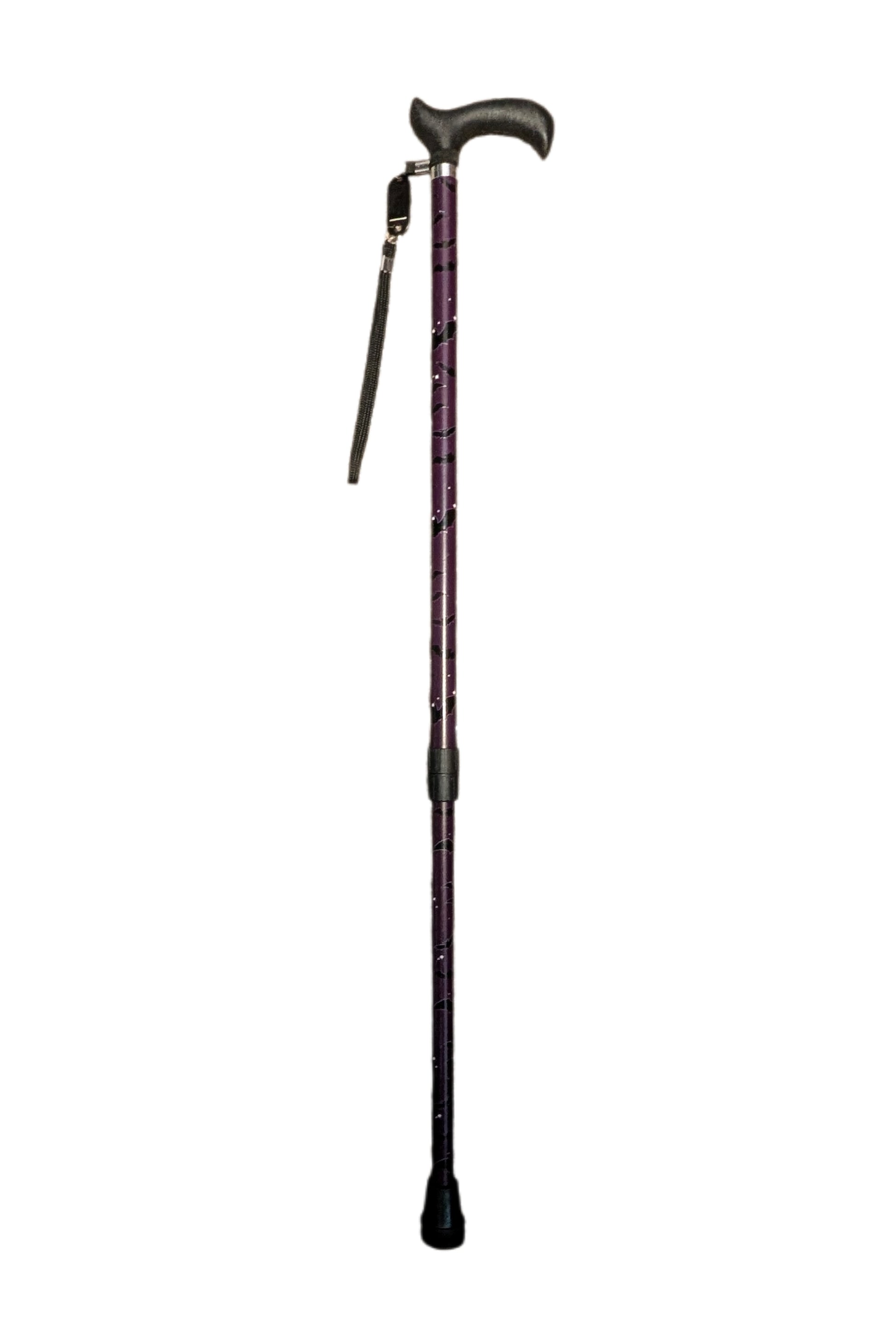 Black walking cane on a white background