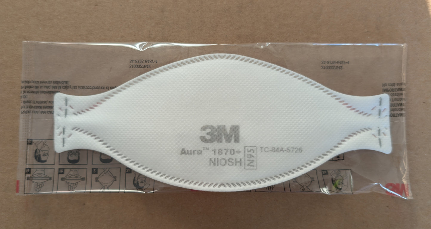 3M Aura Particulate Respirator 1870+ N95 Mask - individual mask (FREE)