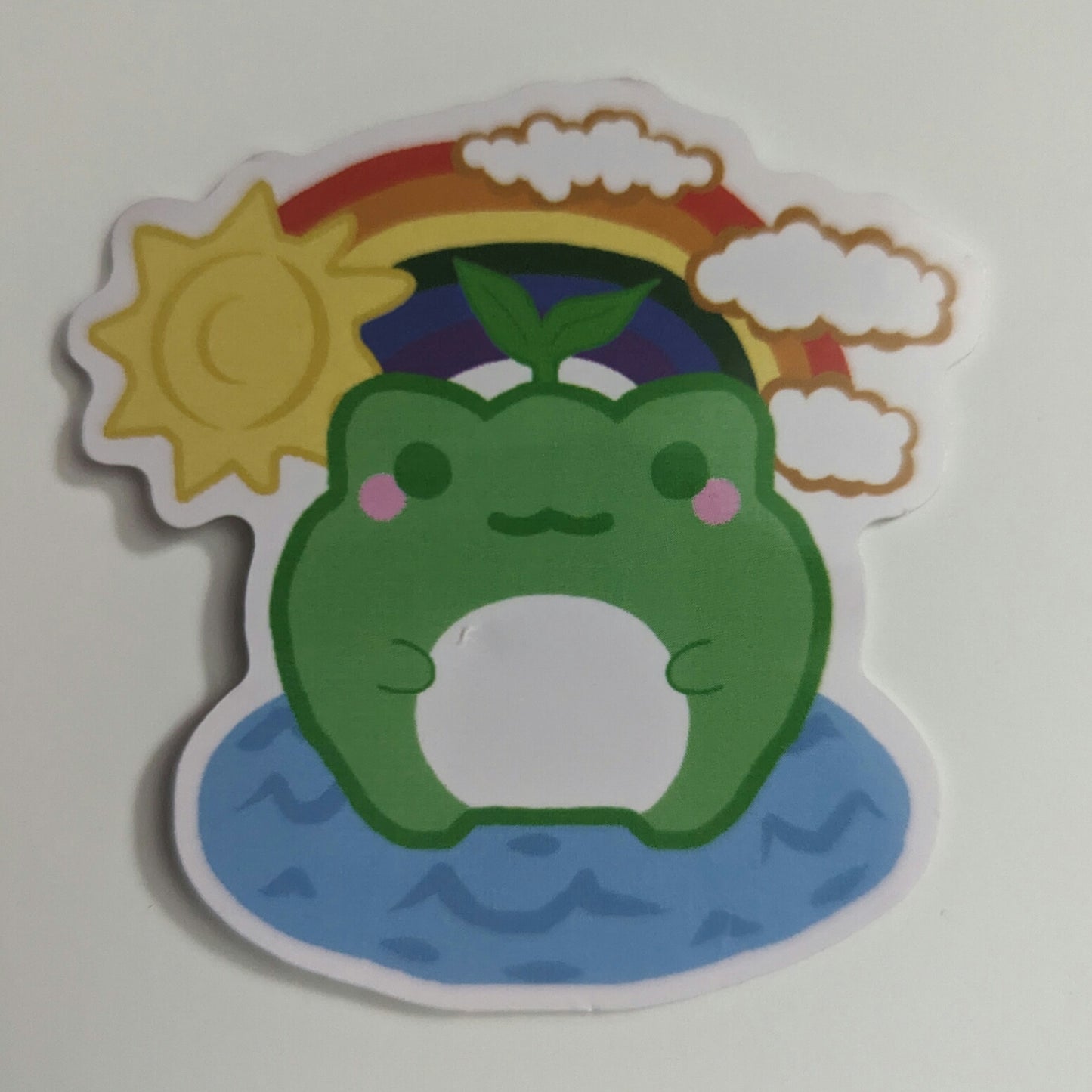 2.5" Froggy Leaf Rainbow Sticker