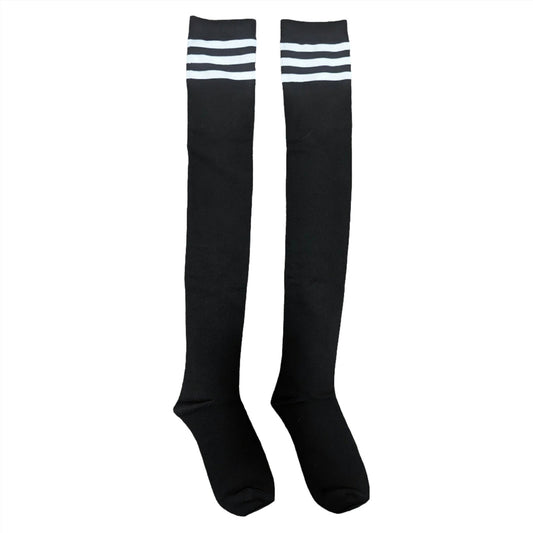 Black Stripped Thigh High Compression Socks