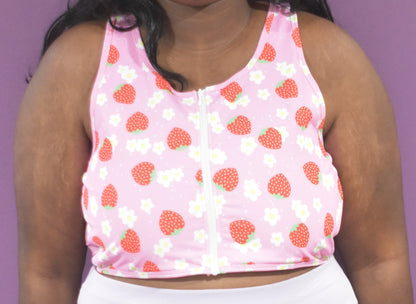 Strawberry Zippered Crop Top Binder