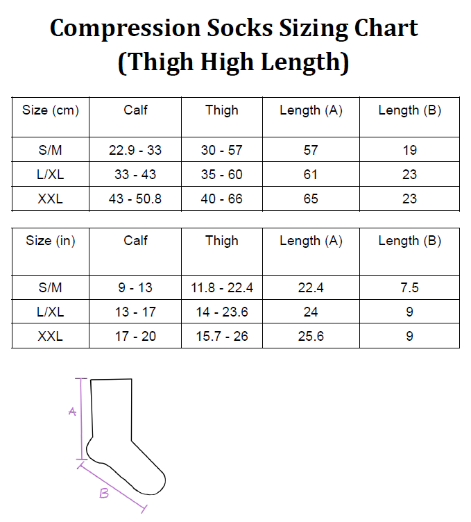 Compression Socks Conversion Chart Black Cat Thigh High Compression Socks – Bibipins