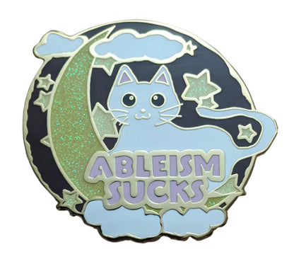 Moon Cat Glitter Pin